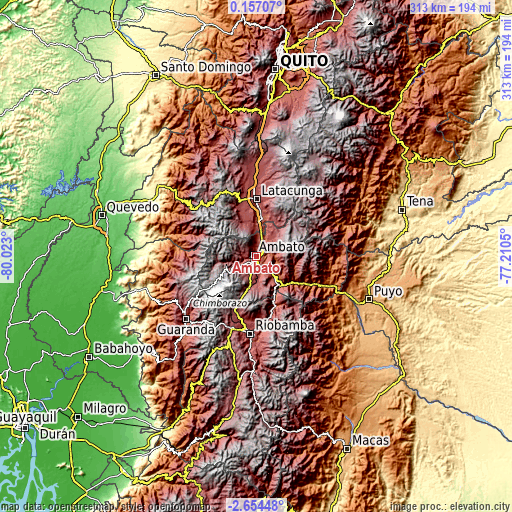 Topographic map of Ambato