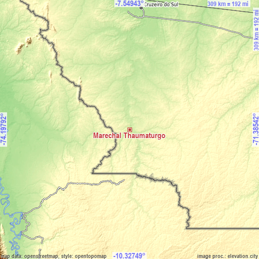 Topographic map of Marechal Thaumaturgo