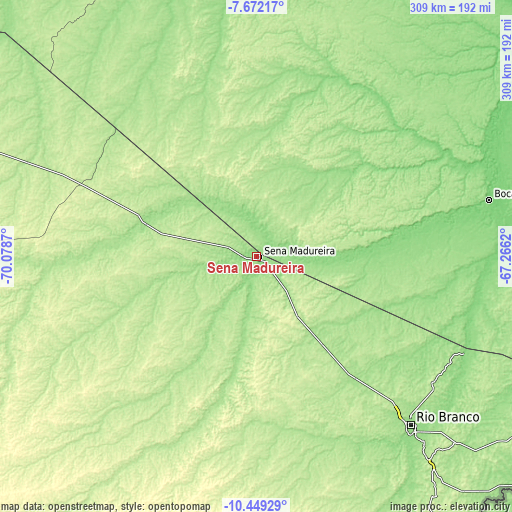 Topographic map of Sena Madureira