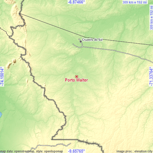 Topographic map of Porto Walter