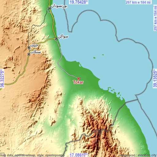 Topographic map of Tokār