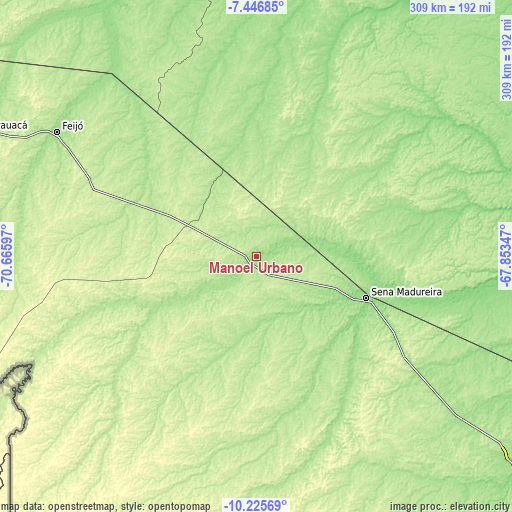 Topographic map of Manoel Urbano