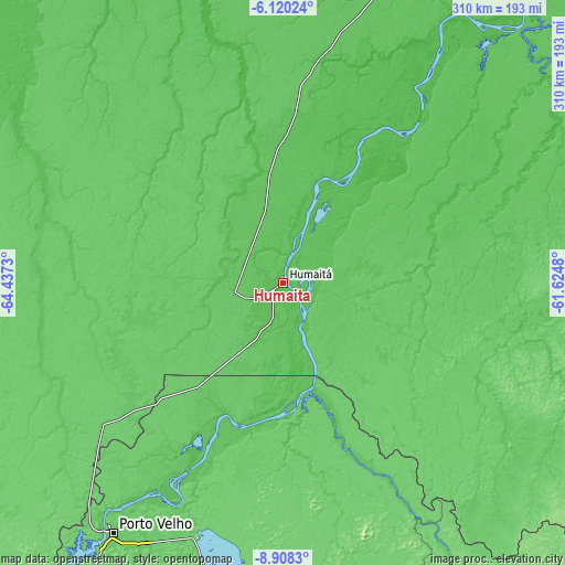 Topographic map of Humaitá