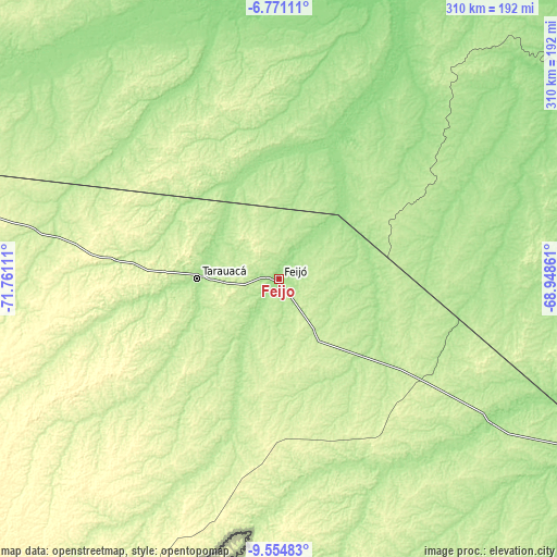 Topographic map of Feijó