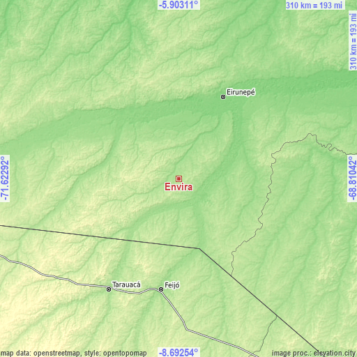 Topographic map of Envira