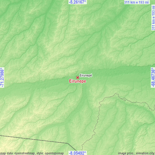 Topographic map of Eirunepé