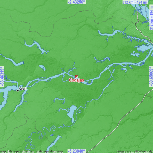 Topographic map of Codajás