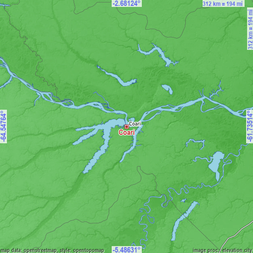 Topographic map of Coari