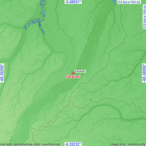 Topographic map of Carauari