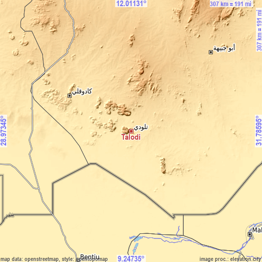 Topographic map of Talodi