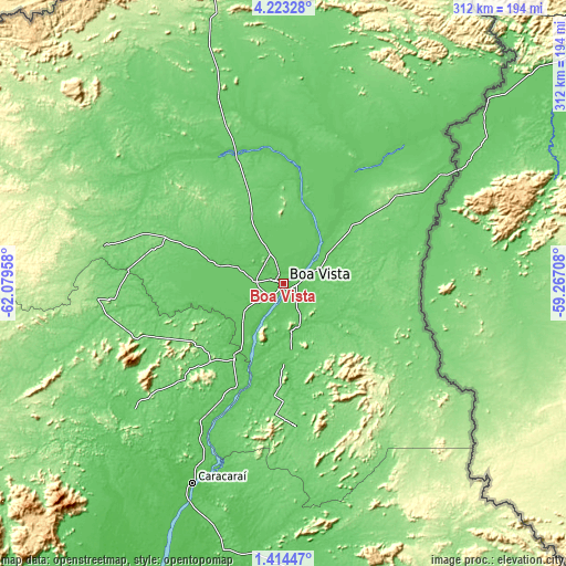 Topographic map of Boa Vista