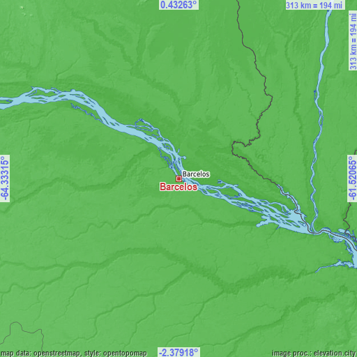 Topographic map of Barcelos