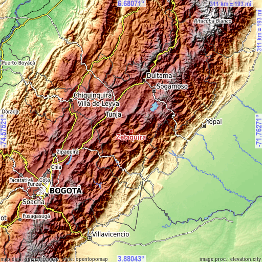 Topographic map of Zetaquira