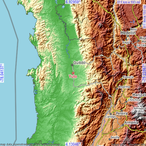 Topographic map of Yuto