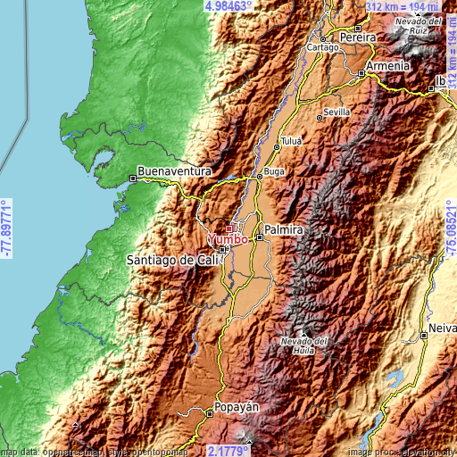 Topographic map of Yumbo