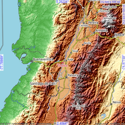 Topographic map of Yotoco
