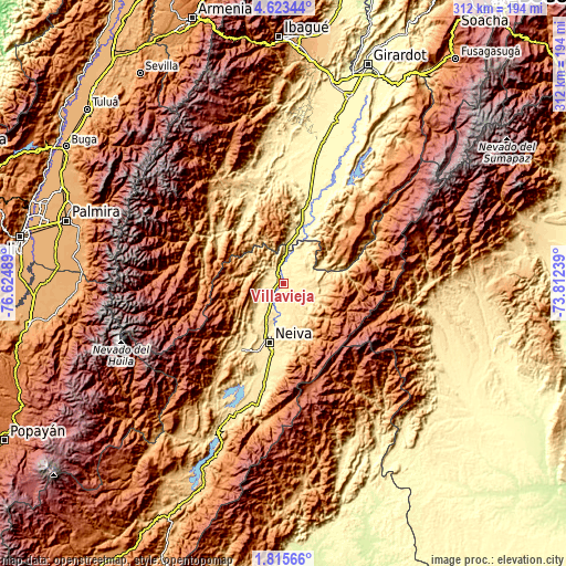 Topographic map of Villavieja