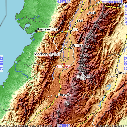 Topographic map of Villa Rica