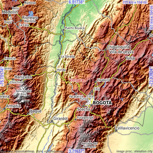 Topographic map of Vergara