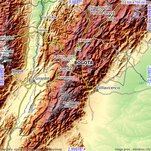 Topographic map of Une