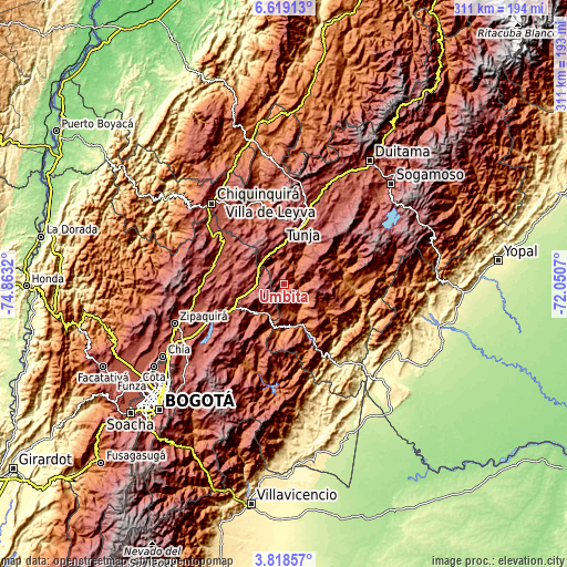 Topographic map of Úmbita