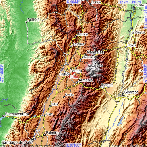 Topographic map of Ulloa