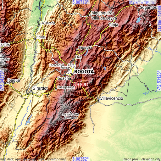 Topographic map of Ubaque