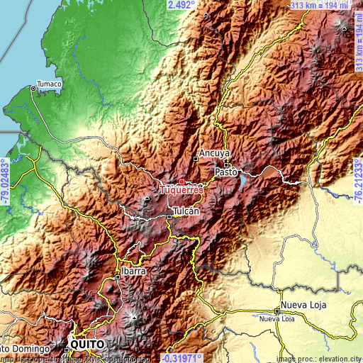 Topographic map of Túquerres