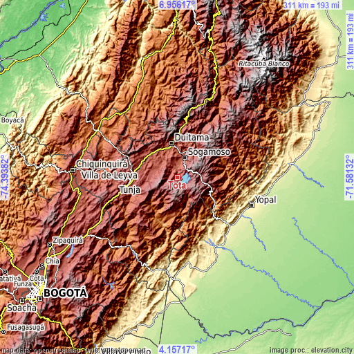 Topographic map of Tota