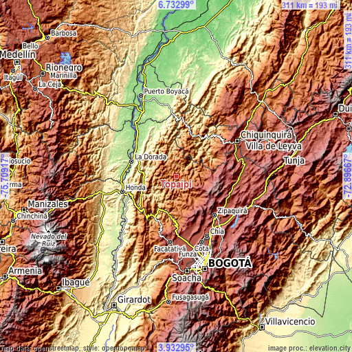 Topographic map of Topaipí