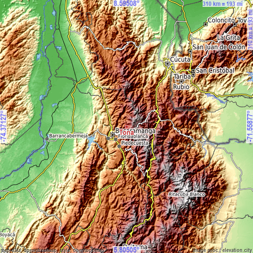 Topographic map of Tona