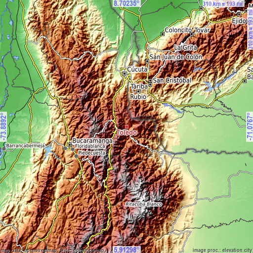 Topographic map of Toledo