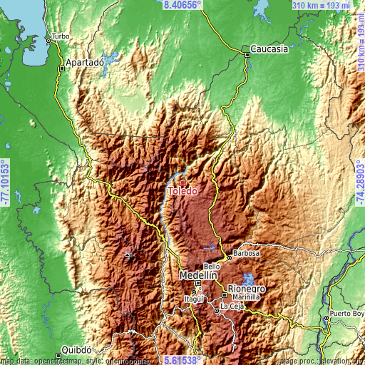 Topographic map of Toledo