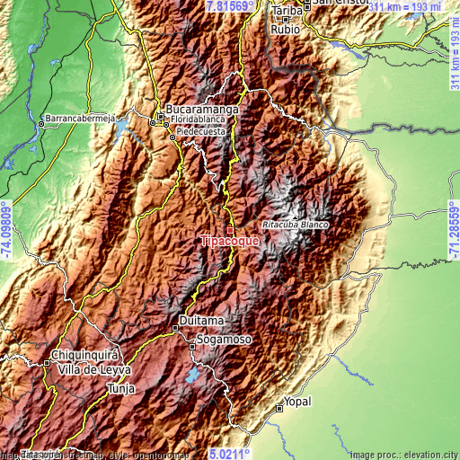 Topographic map of Tipacoque