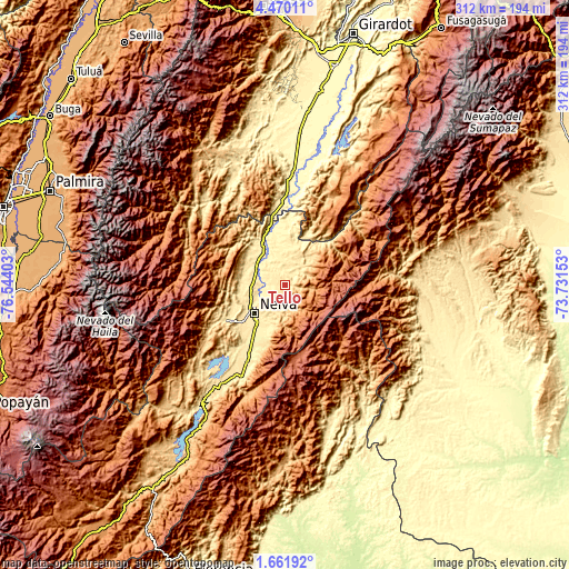 Topographic map of Tello