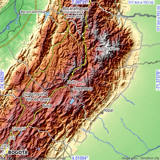 Topographic map of Tasco