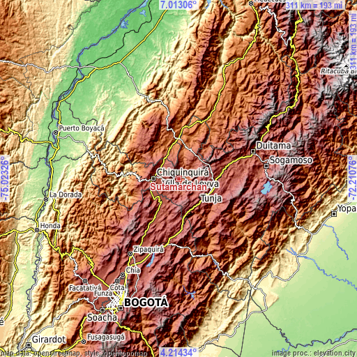 Topographic map of Sutamarchán