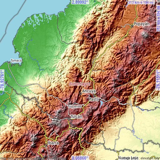 Topographic map of Sotomayor