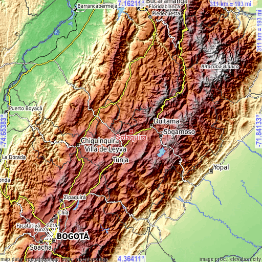 Topographic map of Sotaquirá