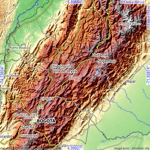 Topographic map of Soracá