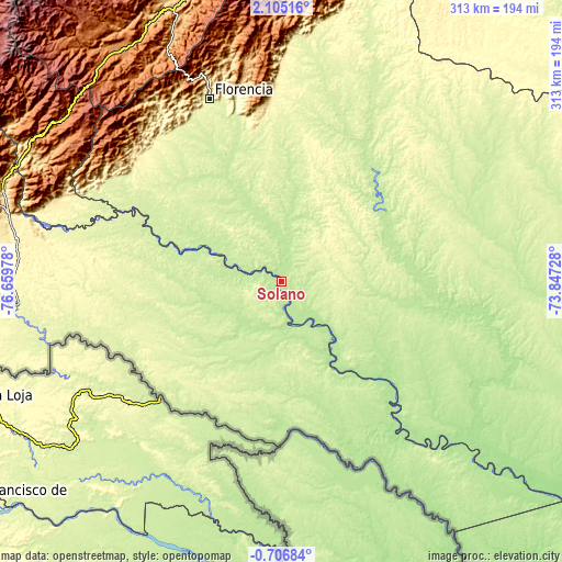 Topographic map of Solano