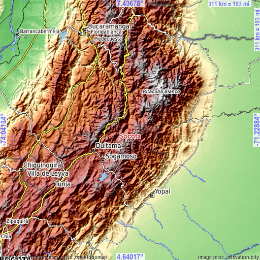 Topographic map of Socotá