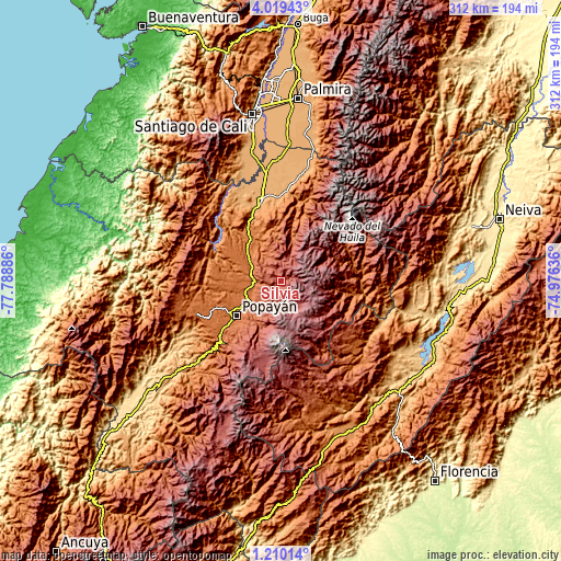 Topographic map of Silvia