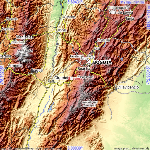 Topographic map of Silvania