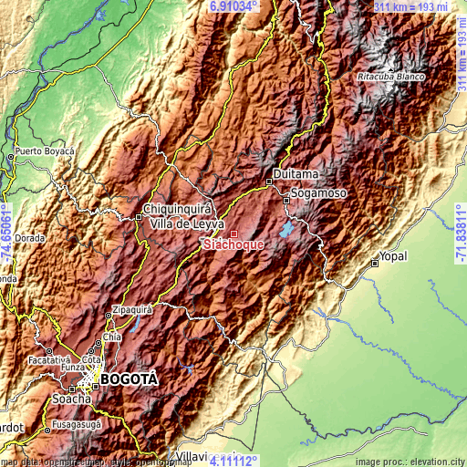 Topographic map of Siachoque