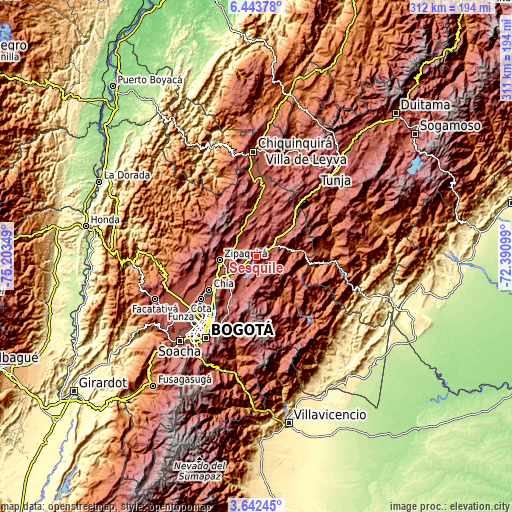 Topographic map of Sesquilé