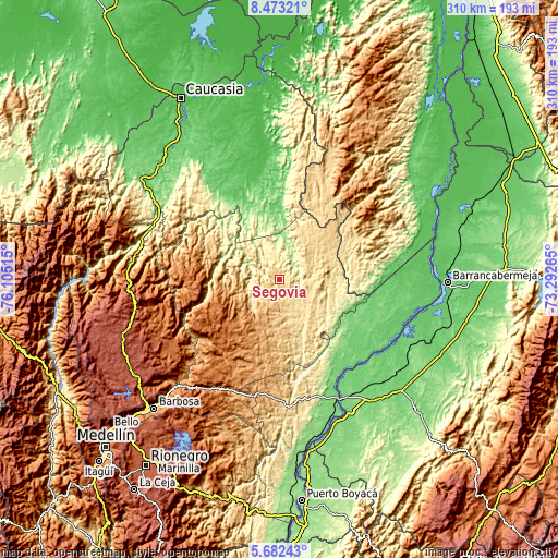 Topographic map of Segovia