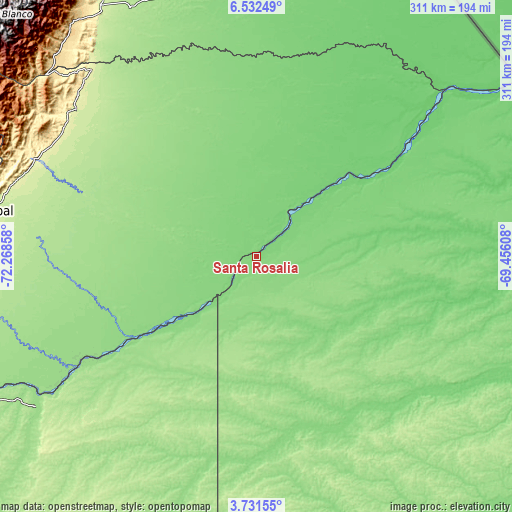 Topographic map of Santa Rosalia