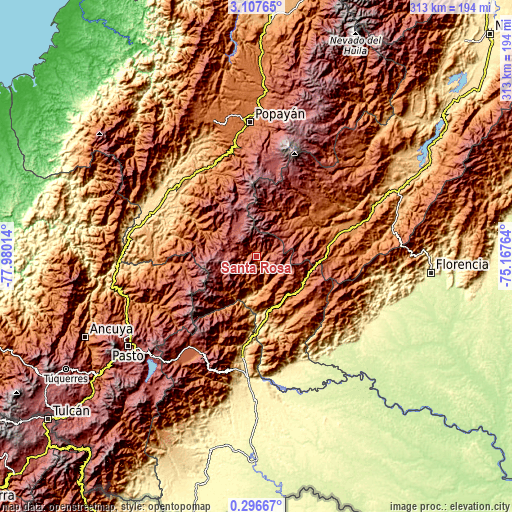 Topographic map of Santa Rosa