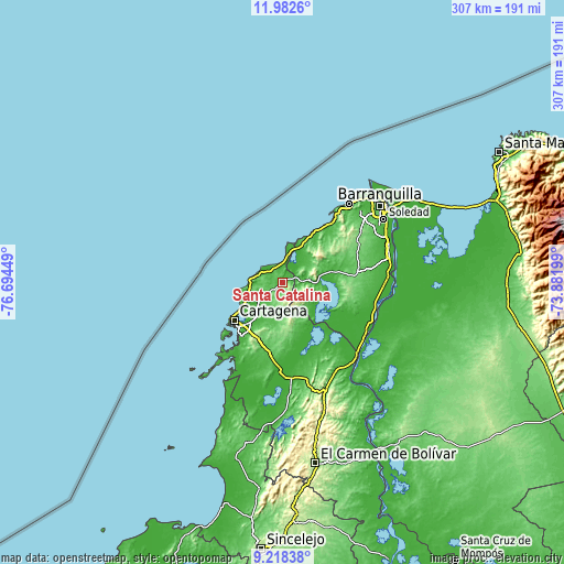 Topographic map of Santa Catalina